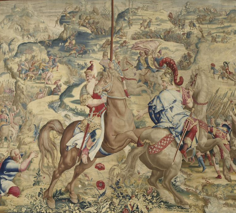 Tapestry with scene of Battle on the Plateau from Story of Scipio