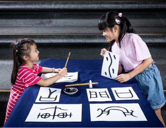 Participants are experiencing various parent-child activities