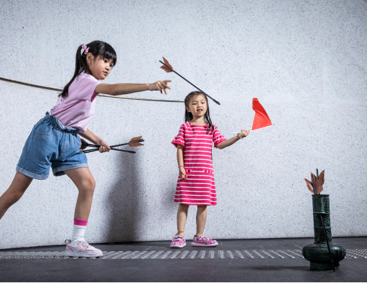 Participants are experiencing various parent-child activities