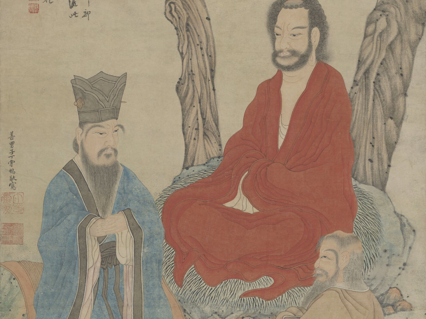 Confucius, Laozi, and Buddhist Arhat