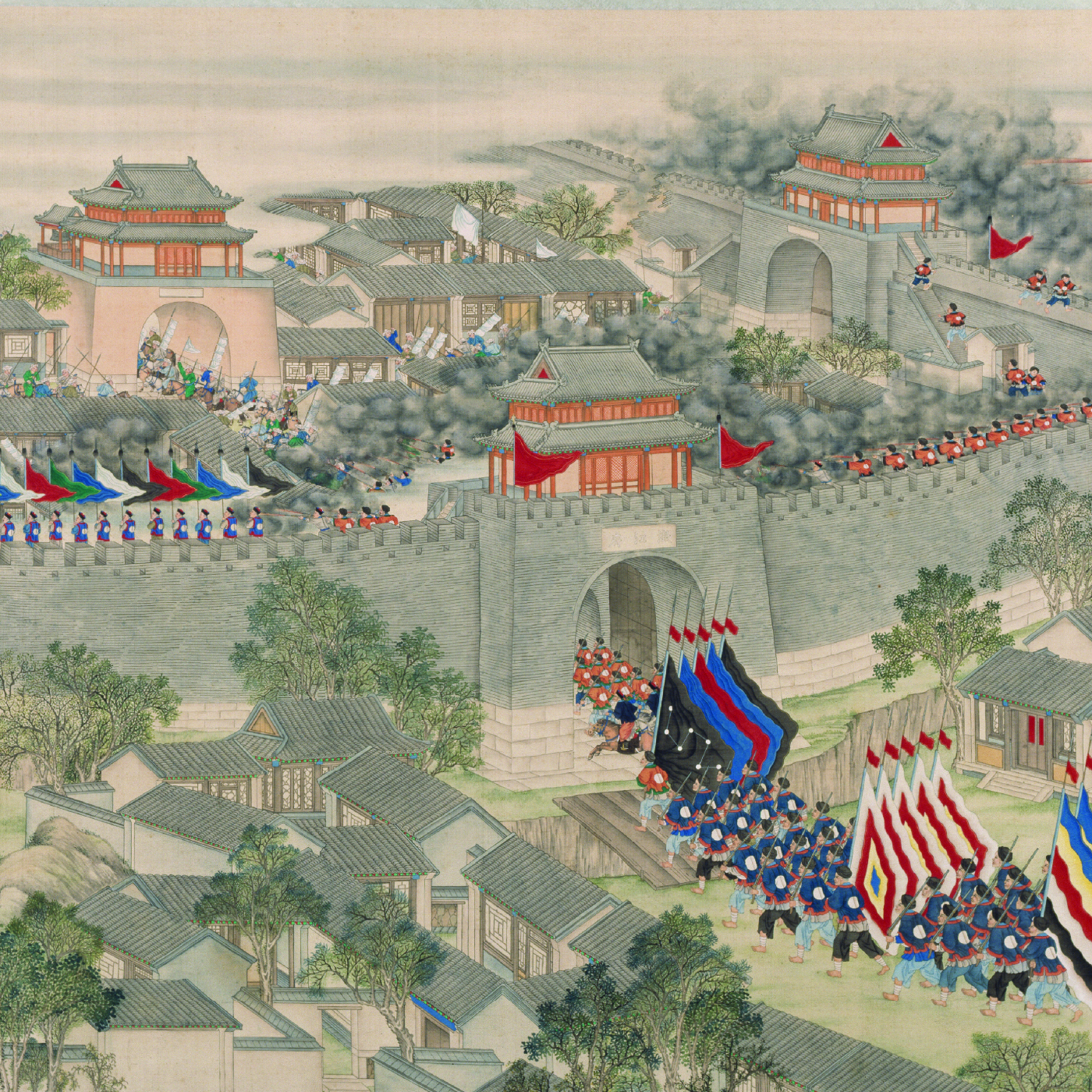 《平定云南贵州战图》之〈攻克云南澂江府并克复江那土城〉